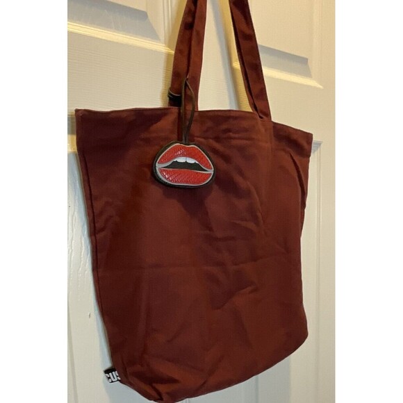 Sam Edelman Circus Maroon Tote Bag Inside Zip Pocket Handle Button Closure 17x17 - Picture 6 of 7